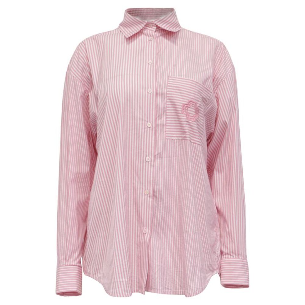 Maje Oversized Striped Shirt in Pink Cotton